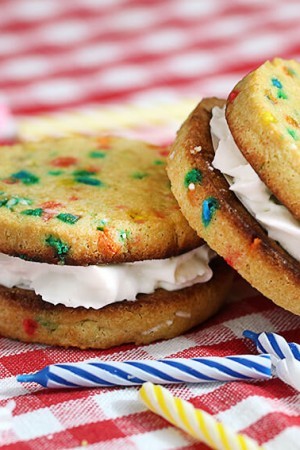 Cake Batter Cookie Sandwiches