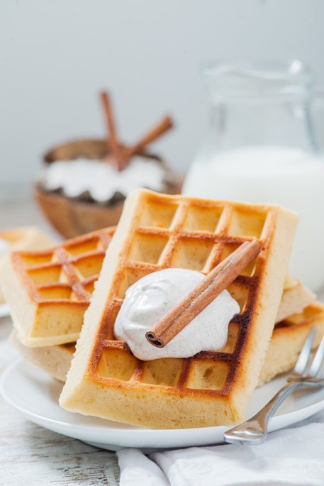 Fluffy Keto Waffles with Cinnamon Cream Recipe [VIDEO] | Tasteaholics